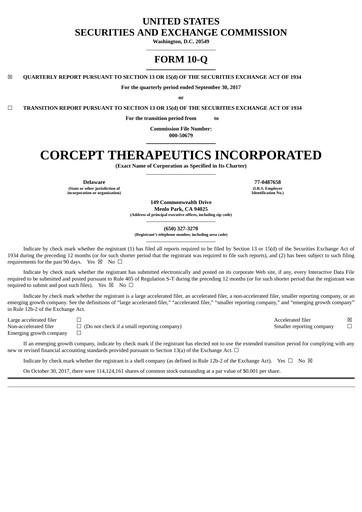 Thumbnail Corcept Therapeutics
 Quarterly Report 2017-q3