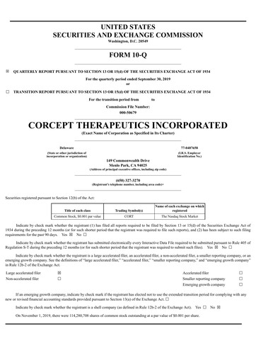 Thumbnail Corcept Therapeutics
 Quarterly Report 2019-q3