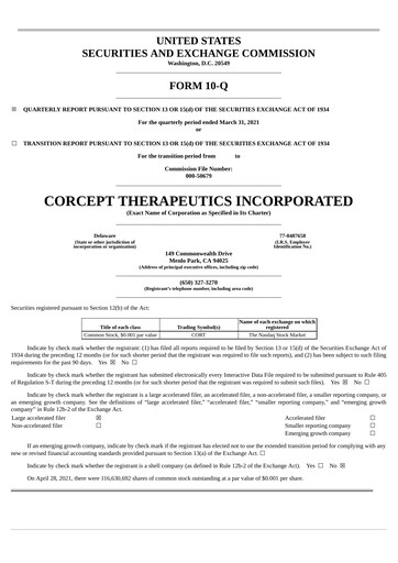 Thumbnail Corcept Therapeutics
 Quarterly Report 2021-q1