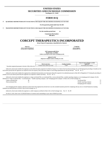 Thumbnail Corcept Therapeutics
 Quarterly Report 2021-q2