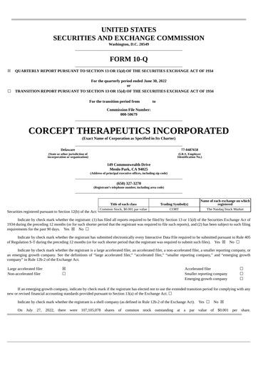 Thumbnail Corcept Therapeutics
 Quarterly Report 2022-q2