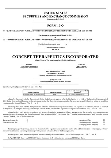 Thumbnail Corcept Therapeutics
 Quarterly Report 2024-q1