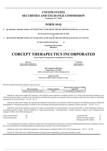 Thumbnail Corcept Therapeutics
 Quarterly Report 2024-q2