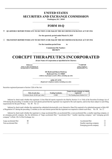 Thumbnail Corcept Therapeutics
 Quarterly Report 2025-q1