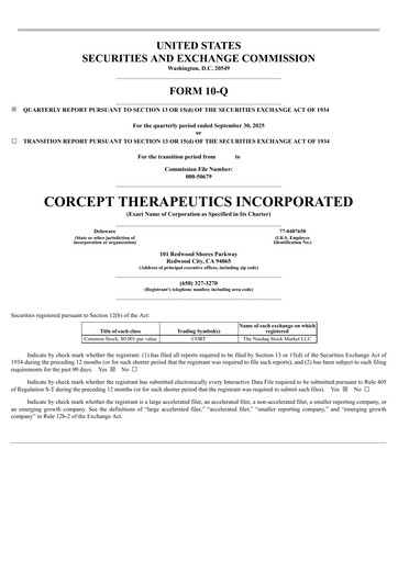 Thumbnail Corcept Therapeutics
 Quarterly Report 2025-q3