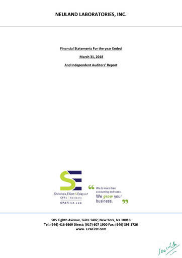 Vorschaubild Neuland Laboratories Finanzmitteilung 2018