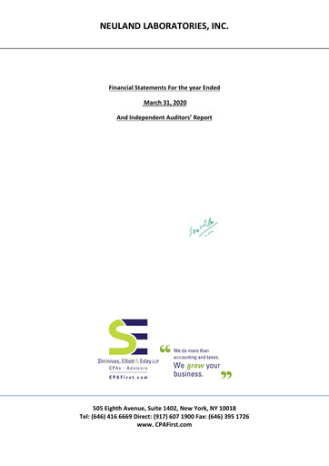 Vorschaubild Neuland Laboratories Finanzmitteilung 2020