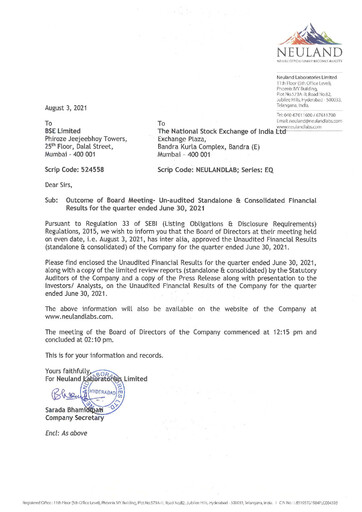 Miniature Neuland Laboratories Rapport trimestriel 2021-q1