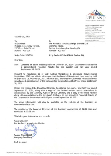 Thumbnail Neuland Laboratories Quarterly Report 2021-q2