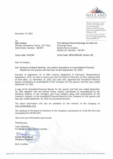 Miniature Neuland Laboratories Rapport trimestriel 2022-q2