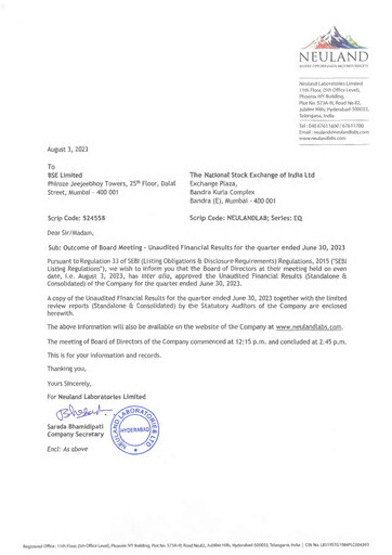 Miniature Neuland Laboratories Rapport trimestriel 2023-q1
