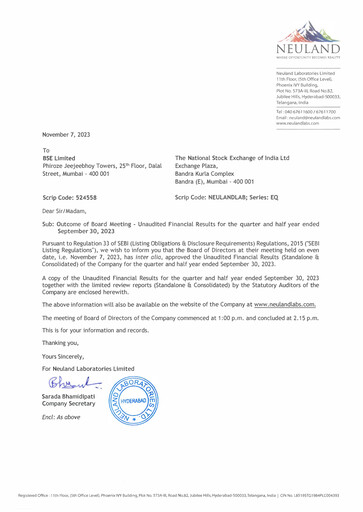 Miniature Neuland Laboratories Rapport trimestriel 2023-q2