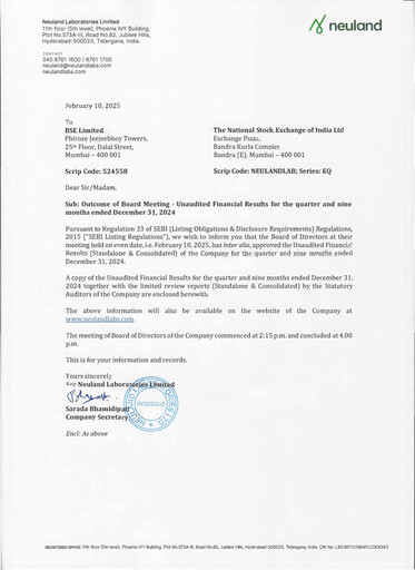 Miniature Neuland Laboratories Rapport trimestriel 2024-q3