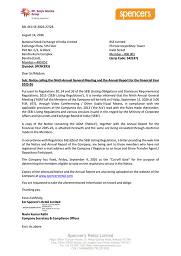Thumbnail Spencer's Retail
 Annual Report 2025-2026