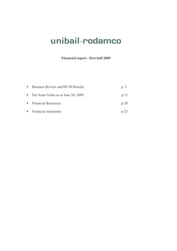 Thumbnail Unibail-Rodamco-Westfield Half-year Report 2009-h1