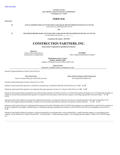 Thumbnail Construction Partners
 Annual Report 2017-2018