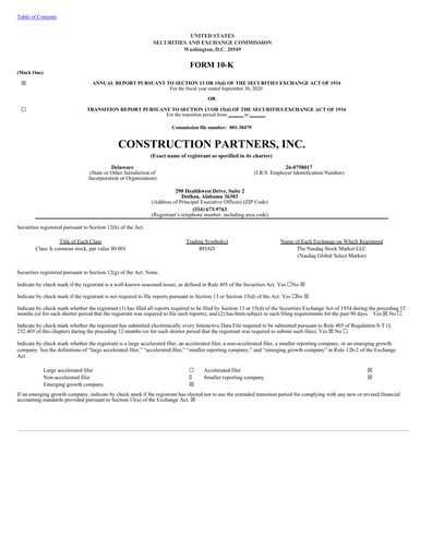 Thumbnail Construction Partners
 Annual Report 2019-2020