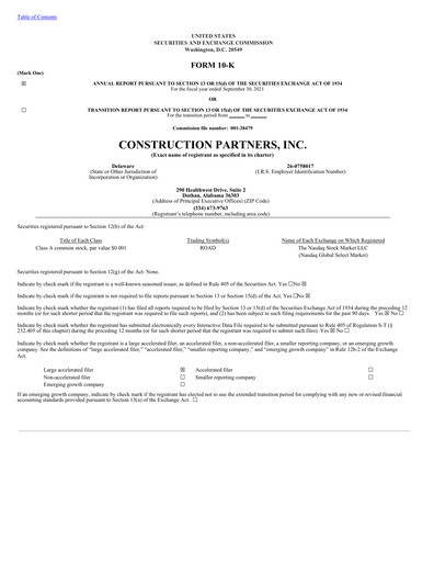 Thumbnail Construction Partners
 Annual Report 2020-2021