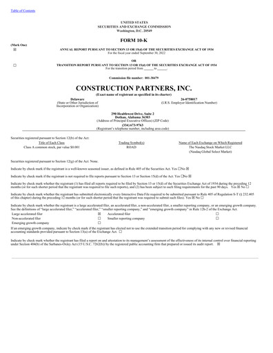 Thumbnail Construction Partners
 Annual Report 2021-2022