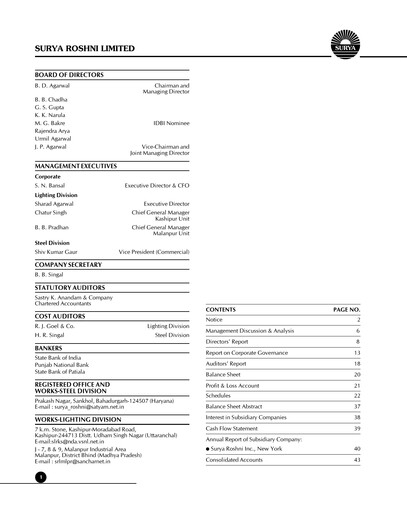 Thumbnail Surya Roshni Annual Report 2005-2006
