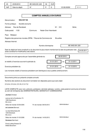 Thumbnail Solvay Financial Statement 2011