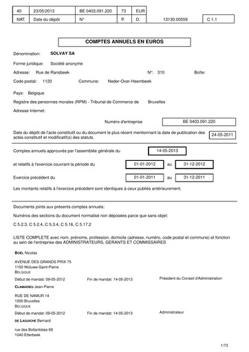 Thumbnail Solvay Financial Statement 2012