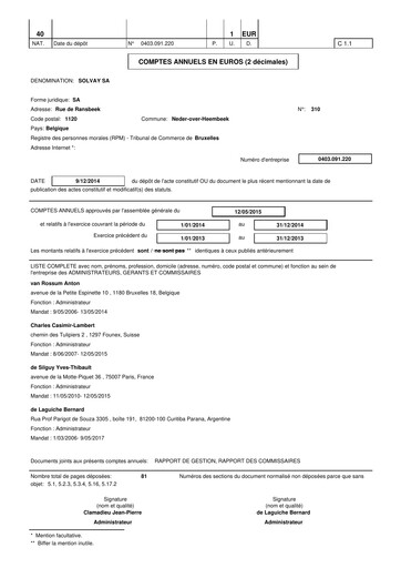 Thumbnail Solvay Financial Statement 2014