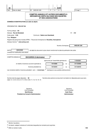 Thumbnail Solvay Financial Statement 2020