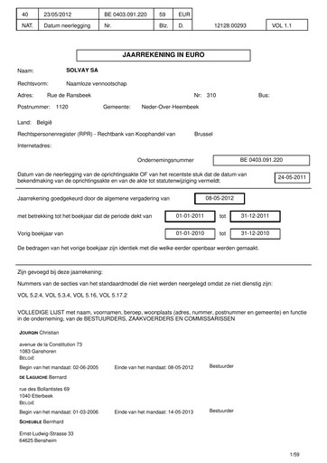 Thumbnail Solvay Financial Statement 2011