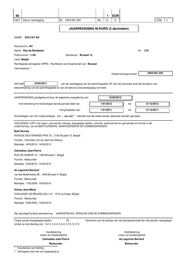 Thumbnail Solvay Financial Statement 2012