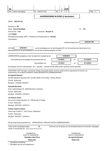 Thumbnail Solvay Financial Statement 2013