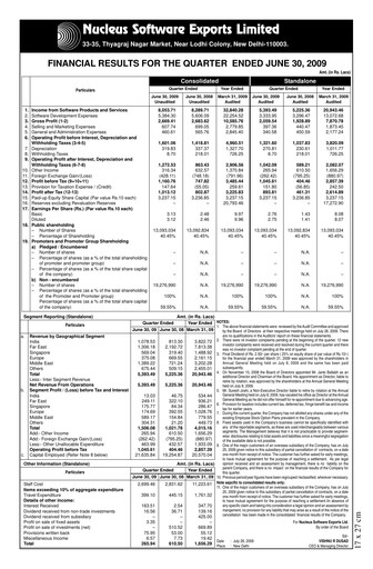 Thumbnail Nucleus Software Exports Quarterly Report 2009-q1