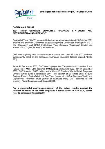 Thumbnail CapitaLand Mall Trust Quarterly Report 2004-q3