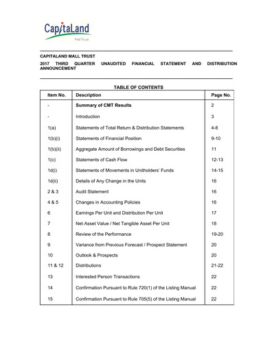 Thumbnail CapitaLand Mall Trust Quarterly Report 2017-q3