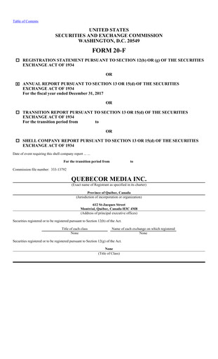 Thumbnail Quebecor Annual Report 2017