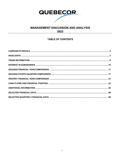 Thumbnail Quebecor Financial Report 2023