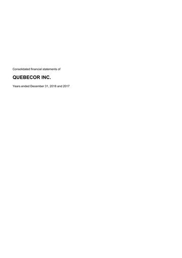 Thumbnail Quebecor Financial Statement 2018