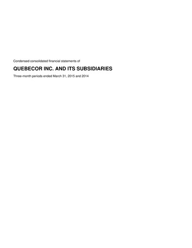 Thumbnail Quebecor Quarterly Report 2015-q1