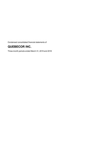 Thumbnail Quebecor Quarterly Report 2019-q1