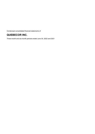 Thumbnail Quebecor Quarterly Report 2022-q2