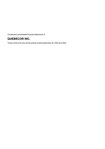 Thumbnail Quebecor Quarterly Report 2023-q3
