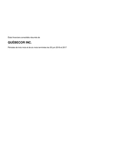 Thumbnail Quebecor Quarterly Report 2018-q2