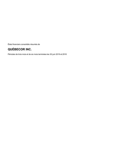 Thumbnail Quebecor Quarterly Report 2019-q2