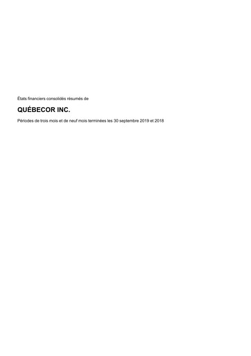 Thumbnail Quebecor Quarterly Report 2019-q3