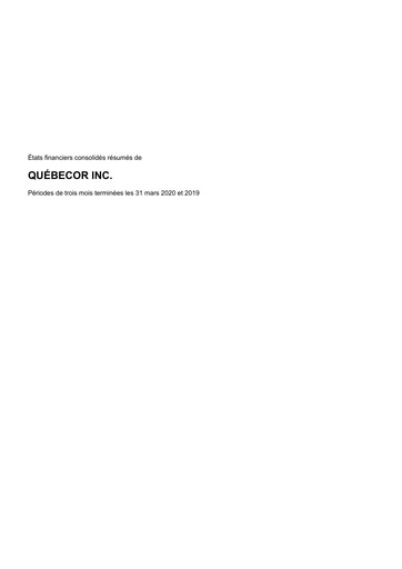 Thumbnail Quebecor Quarterly Report 2020-q1
