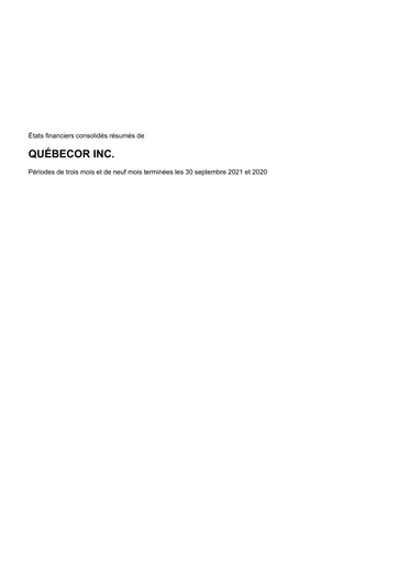 Thumbnail Quebecor Quarterly Report 2021-q3