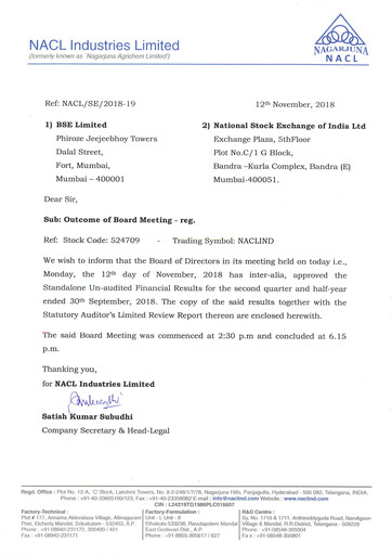 Thumbnail NACL Industries
 Quarterly Report 2018-q2