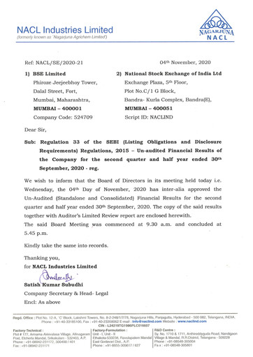 Thumbnail NACL Industries
 Quarterly Report 2020-q2