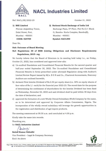 Thumbnail NACL Industries
 Quarterly Report 2022-q2