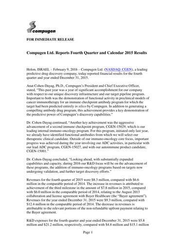 Thumbnail Compugen Quarterly Report 2015-q4